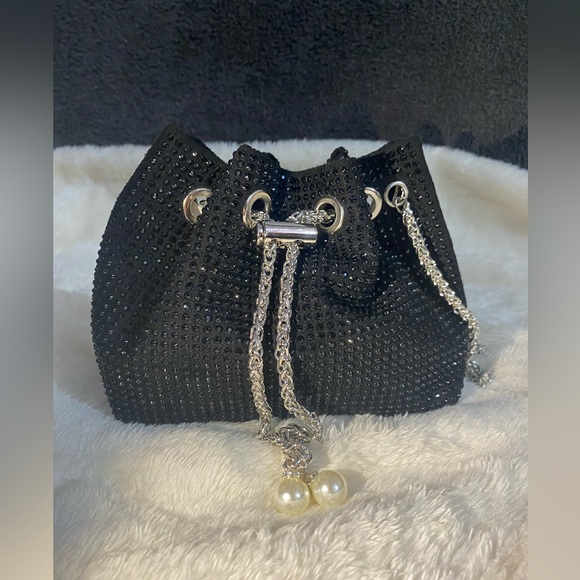 Black Rhinstone sling cum potli bag - Picture 8 of 17